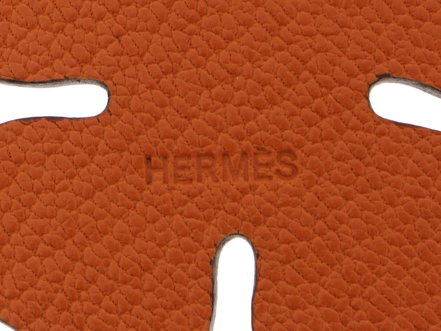 HERMES エルメス クローバーキーホルダー グリーン オレンジ カーフ