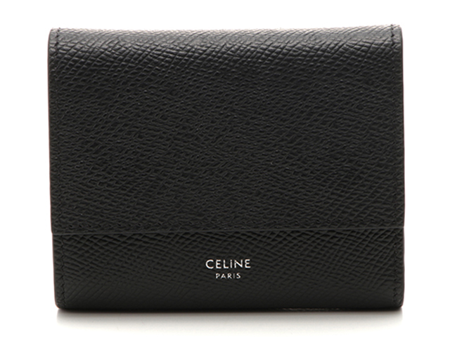 CELINE セリーヌ スモールトリフォールドヴォレット ブラック カーフ