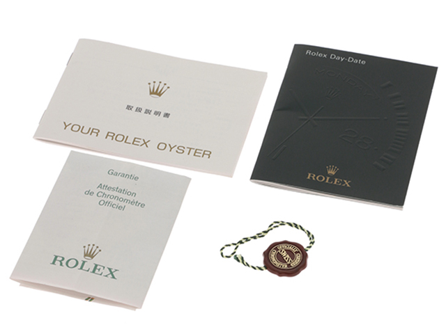 管理番号293 ロレックス 118238 切取り 冊子 保証書 F番 ROLEX ロレックス デイデイト 750YG 118238 自動巻き メンズ