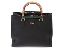 グッチ　GUCCI　バンブーダイアナミディアム２ＷＡＹトートバッグ　ブラック　レザー【460】2147300363386