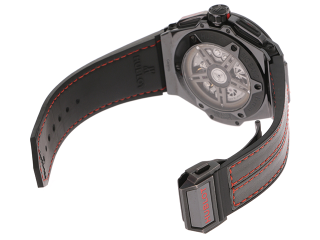 Hublot 自動巻き 腕時計 ブラックレザー HUBLOT ウブロ ビッグバン フェラーリ オールブラック 世界限定