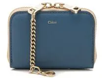 Chloe クロエ コインケース ブルー×ネイビー×アイボリー ゴールド金具 レザー【434】