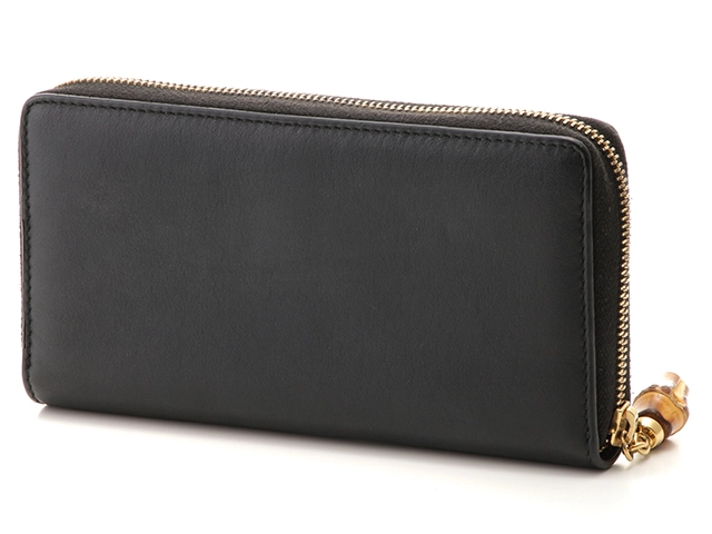 GUCCI　グッチ　財布　ニムフェア　ラウンド長財布　453158　ブラック　レザー/バンブー　2147300373996　【437】