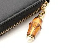 GUCCI　グッチ　財布　ニムフェア　ラウンド長財布　453158　ブラック　レザー/バンブー　2147300373996　【437】