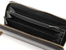 GUCCI　グッチ　財布　ニムフェア　ラウンド長財布　453158　ブラック　レザー/バンブー　2147300373996　【437】