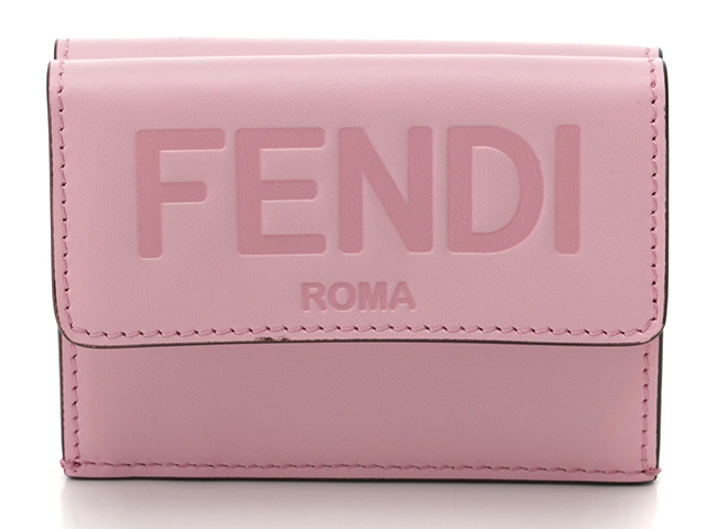 FENDI フェンディ ローマ三つ折り財布 ピンク カーフ 【471】 Ｙ の ...