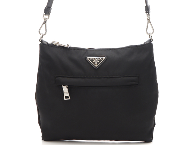 PRADA プラダ ショルダーバッグ ブラック ナイロン/サフィアーノ PRADA プラダ ショルダーバッグ ブラック ナイロン/サフィアーノ