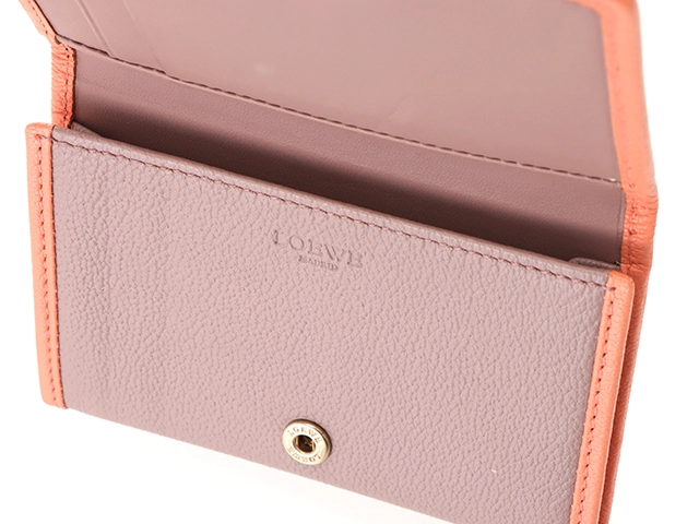LOEWE ロエベ カード・名刺入れ パープル/サーモンピンク レザー 【460】 2147300387115