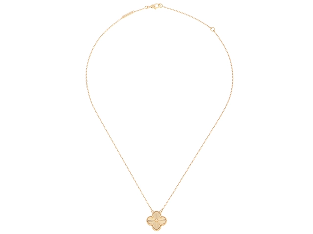 Van Cleef & Arpels ヴァンクリーフ&アーペル ヴィンテージ アルハンブラ ネックレス VCARP4KL00 K18イエローゴールド ギヨシェ 2023年正規品【472】SJ