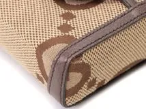 GUCCI　グッチ　ジャンボGG ホースビット1955 ミニバッグ　625615　ベージュ/ブラウン　キャンバス/レザー　2147300392539【207】