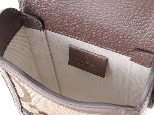 GUCCI　グッチ　ジャンボGG ホースビット1955 ミニバッグ　625615　ベージュ/ブラウン　キャンバス/レザー　2147300392539【207】