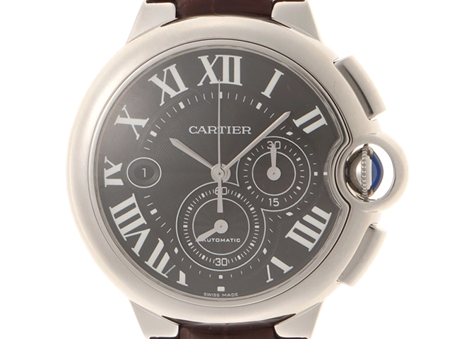 Cartier　カルティエ　時計　バロンブルー ドゥ カルティエ　W6920052　メンズ　自動巻き　SS/レザー　黒文字盤【431】2147300395875