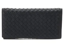 BOTTEGA　VENETA　ボッテガ・ヴェネタ　イントレチャートコンチネンタルウォレット　ネイビーレザー　長財布M51334　2147200514895　【205】