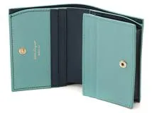 Salvatore Ferragamo　フェラガモ　ガンチーニ　コンパクトウォレット　ライトブルー/ネイビー　カーフ【433】2147300396001