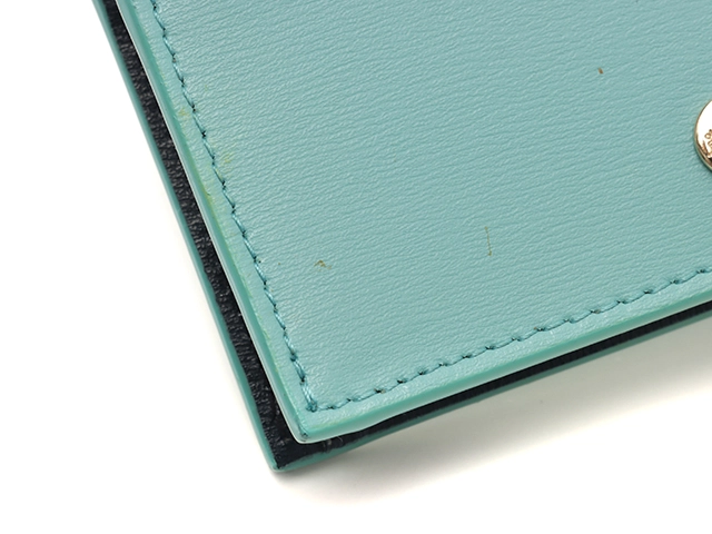 Salvatore Ferragamo　フェラガモ　ガンチーニ　コンパクトウォレット　ライトブルー/ネイビー　カーフ【433】2147300396001