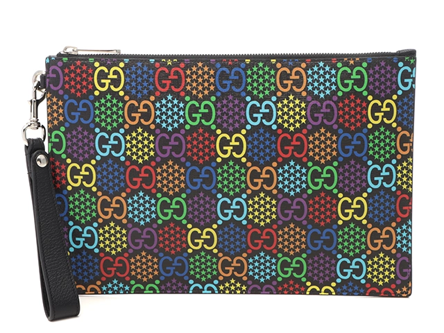 GUCCI　グッチ　GGサイケデリック　クラッチバッグ　マルチカラー　ブラック　PVC/レザー【433】2147300399347