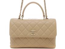 CHANEL シャネル トレンディCC トップハンドル２WAYバック ベージュ/GP A69923 ラムスキン【430】2147300400050