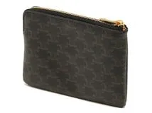 CELINE セリーヌ トリオンフ フック付きコイン＆カードポーチ 10C662BTA ブラック PVC 【460】2147300403273