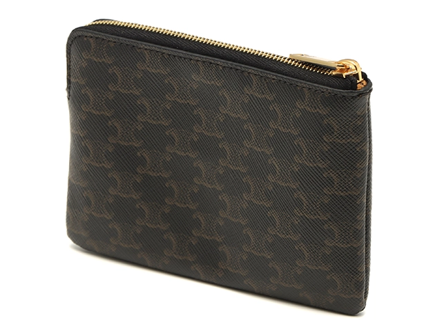 CELINE セリーヌ トリオンフ フック付きコイン＆カードポーチ 10C662BTA ブラック PVC 【472】2147300403273