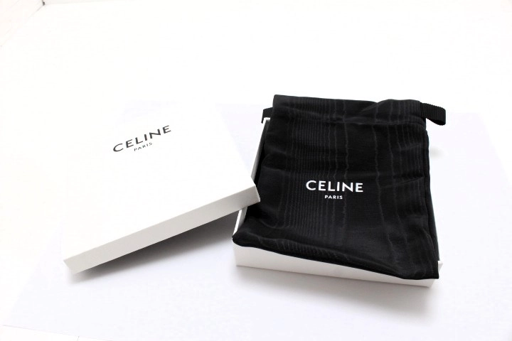 CELINE セリーヌ トリオンフ フック付きコイン＆カードポーチ 10C662BTA ブラック PVC 【472】2147300403273