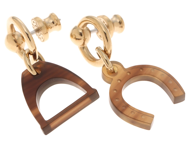 HERMES エルメス ピアス バッファローホーン アミュレット エスケトル HERMES エルメス ピアス アミュレット エスケトル 馬蹄 & 鐙