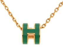 HERMES　エルメス　ポップアッシュ・ミニネックレス　マラカイト/GP　【471】N