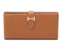HERMES エルメス 長財布 ベアンスフレ ヴォーエプソン ゴールド/ゴールド金具 W刻印(2024年頃) 新品同様品【472】YK