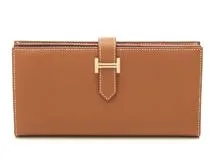 HERMES エルメス 長財布 ベアンスフレ ヴォーエプソン ゴールド/ゴールド金具 W刻印(2024年頃) 新品同様品【472】YK