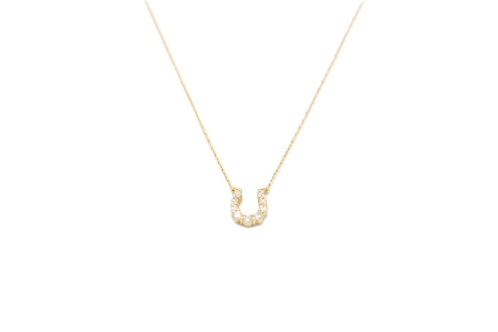4℃ ヨンドシー ネックレス 馬蹄モチーフ K18 ゴールド ダイヤモンド 9P 