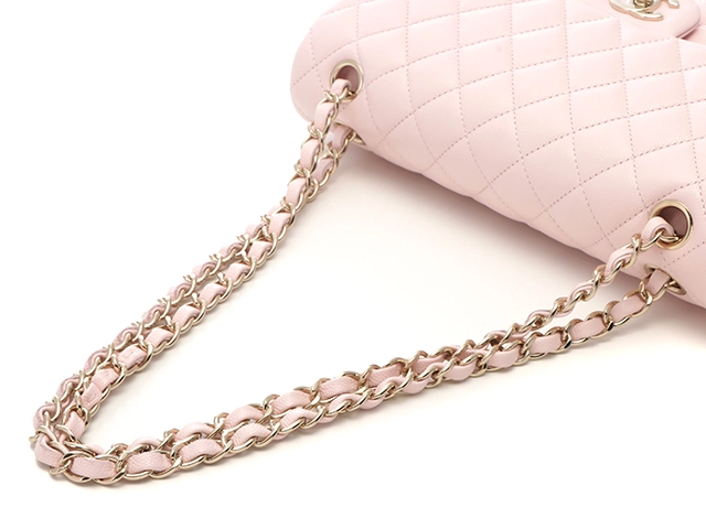 CHANEL　シャネル　マトラッセWフラップ25　A01112　Wチェーンショルダー　ピンク/GP　キャビアスキン　2147300407844【207】