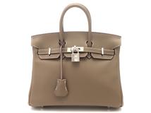 HERMES　エルメス　バーキン25　ヴォー・スイフト　エトゥープ/SV　ハンドバッグ【431】