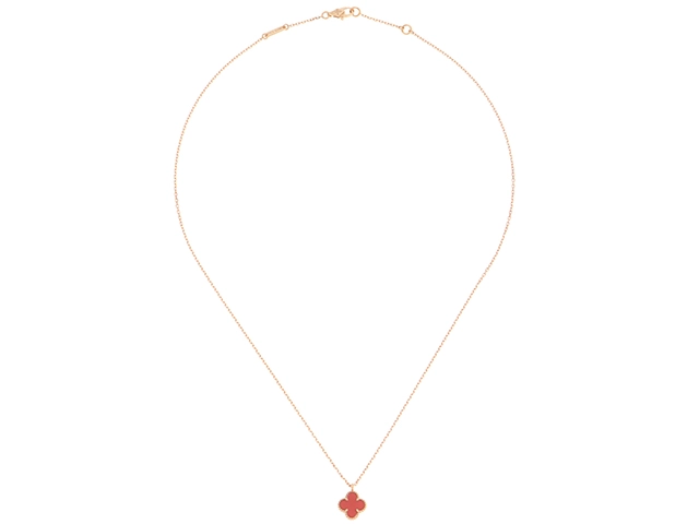 Van Cleef & Arpels ヴァン クリーフ&アーペル スウィートアルハンブラ ネックレス K18ピンクゴールド カーネリアン 2.8g 2147300411964【432】