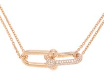 TIFFANY＆CO　ティファニー　ハードウェアダブルリンクラージ　ネックレス　K18ピンクゴールド　ダイヤモンド　13.6g　2147300413463　【471】L