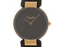 Christian Dior ディオール バギラ 46-153 GP/レザーベルト ブラック文字盤 クォーツ 【460】2147300413678