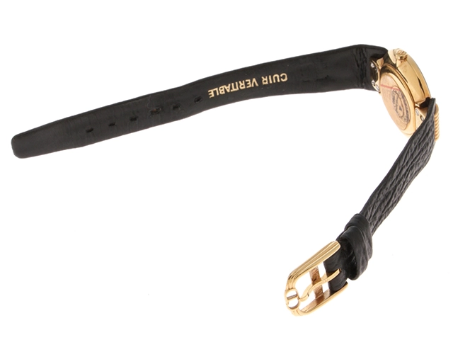 Christian Dior ディオール バギラ 46-153 GP/レザーベルト ブラック文字盤 クォーツ 【460】2147300413678