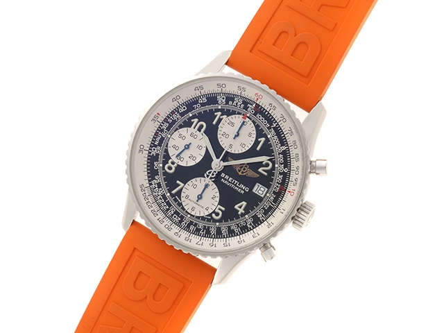BREITLING ブライトリング 腕時計 2000年並行品 オールドナビタイマー A13322/A142B02LBA スティール/ラバー ブラック文字盤 自動巻き【472】SJ