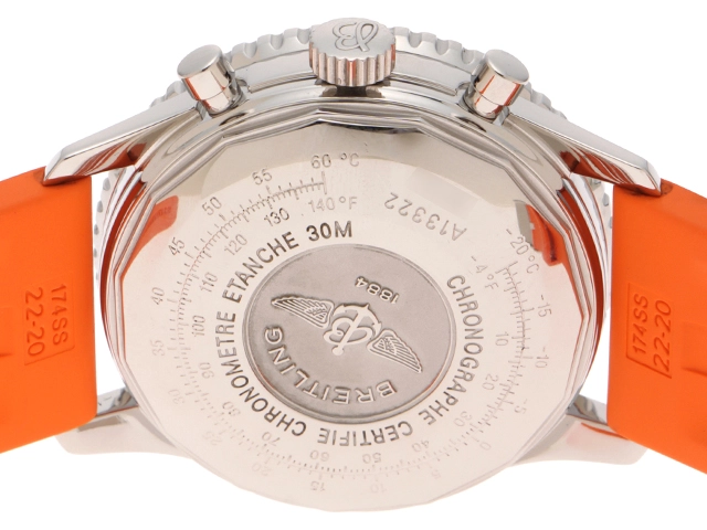 BREITLING ブライトリング 腕時計 2000年並行品 オールドナビタイマー A13322/A142B02LBA スティール/ラバー ブラック文字盤 自動巻き【472】SJ