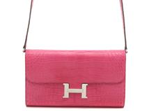 HERMES　エルメス　コンスタンス・トゥーゴー　ローズ　ショッキング　アリゲーターマット　シルバー金具　B刻印（2023年頃製造）【472】SS