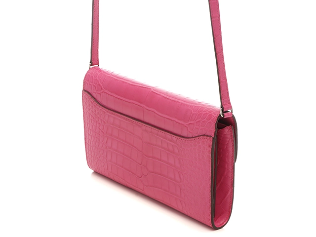 HERMES　エルメス　コンスタンス・トゥーゴー　ローズ　ショッキング　アリゲーターマット　シルバー金具　B刻印（2023年頃製造）【472】SS