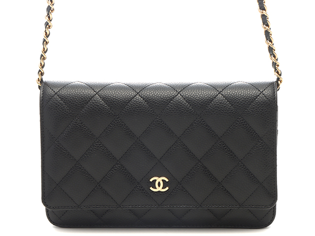 CHANEL シャネル マトラッセ チェーンウォレット ブラック／GP