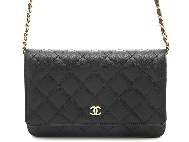 CHANEL シャネル マトラッセ チェーンウォレット ブラック／GP
