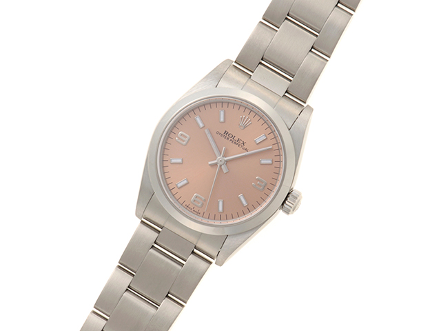 【ROLEX】ロレックス オイスターパーペチュアル 77080 ステンレススチール 自動巻き ボーイズ ピンク文字盤 腕時計