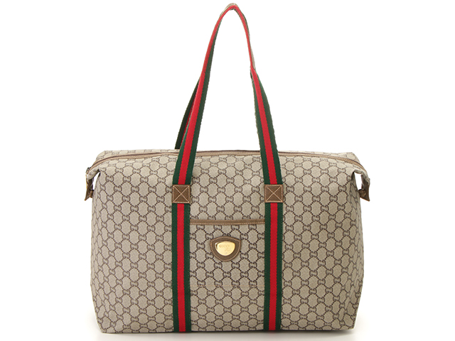 GUCCI 　グッチ 　ボストンバッグ　オールドグッチプラス　シェリーライン　ベージュ　【431】2147400217169