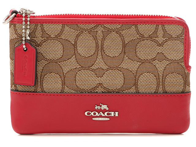 COACH コーチ ポーチ シグネチャー キャンバス/レザー ベージュ