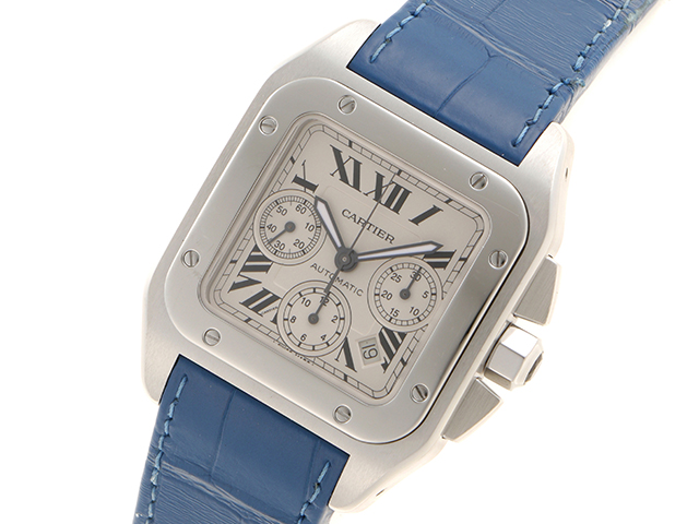 Cartier カルティエ 時計 サントス 100クロノ W20090X8 SS アリゲーターレザー 自動巻き 2147400224730 【437】  の購入なら「質」の大黒屋（公式）