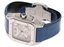 Cartier　カルティエ　時計　サントス　100クロノ　W20090X8　SS　アリゲーターレザー　自動巻き　2147400224730　【437】