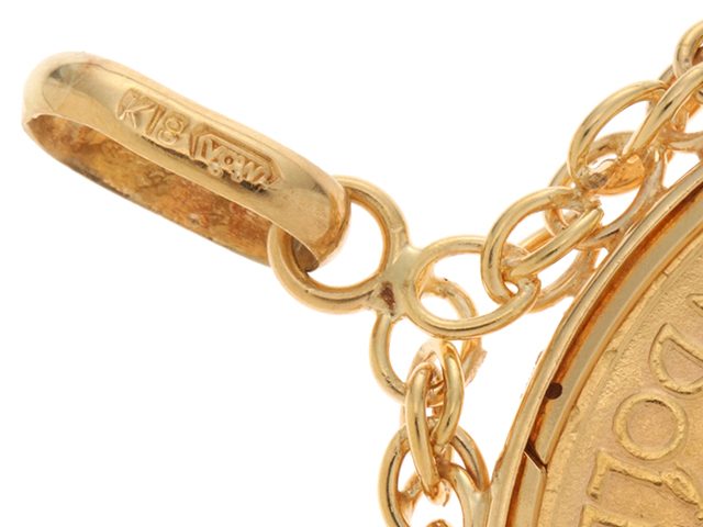 JEWELRY ジュエリー コイン トップ 金貨 AU900 枠 K18