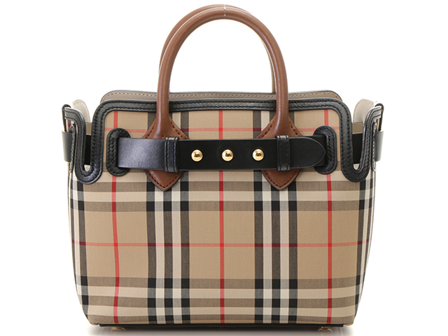 BURBERRY バーバリー チェック柄 2WAYミニ トートバッグ ベージュ ブラック ナイロン カーフ チェック柄  2147400230885【200】 の購入なら「質」の大黒屋（公式）