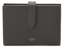 CELINE セリーヌ　ミディアム　 ストラップウォレット 　グレインドカーフスキン　グレー　　参考定価￥92400【433】
