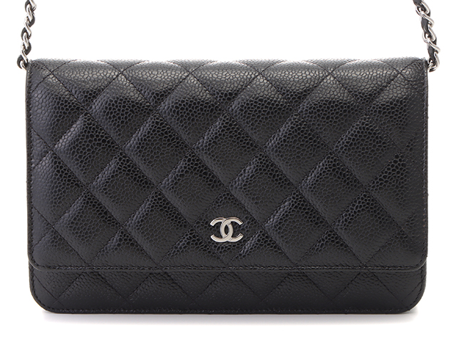 CHANEL シャネル マトラッセ チェーンウォレット ブラック/SV キャビア ...